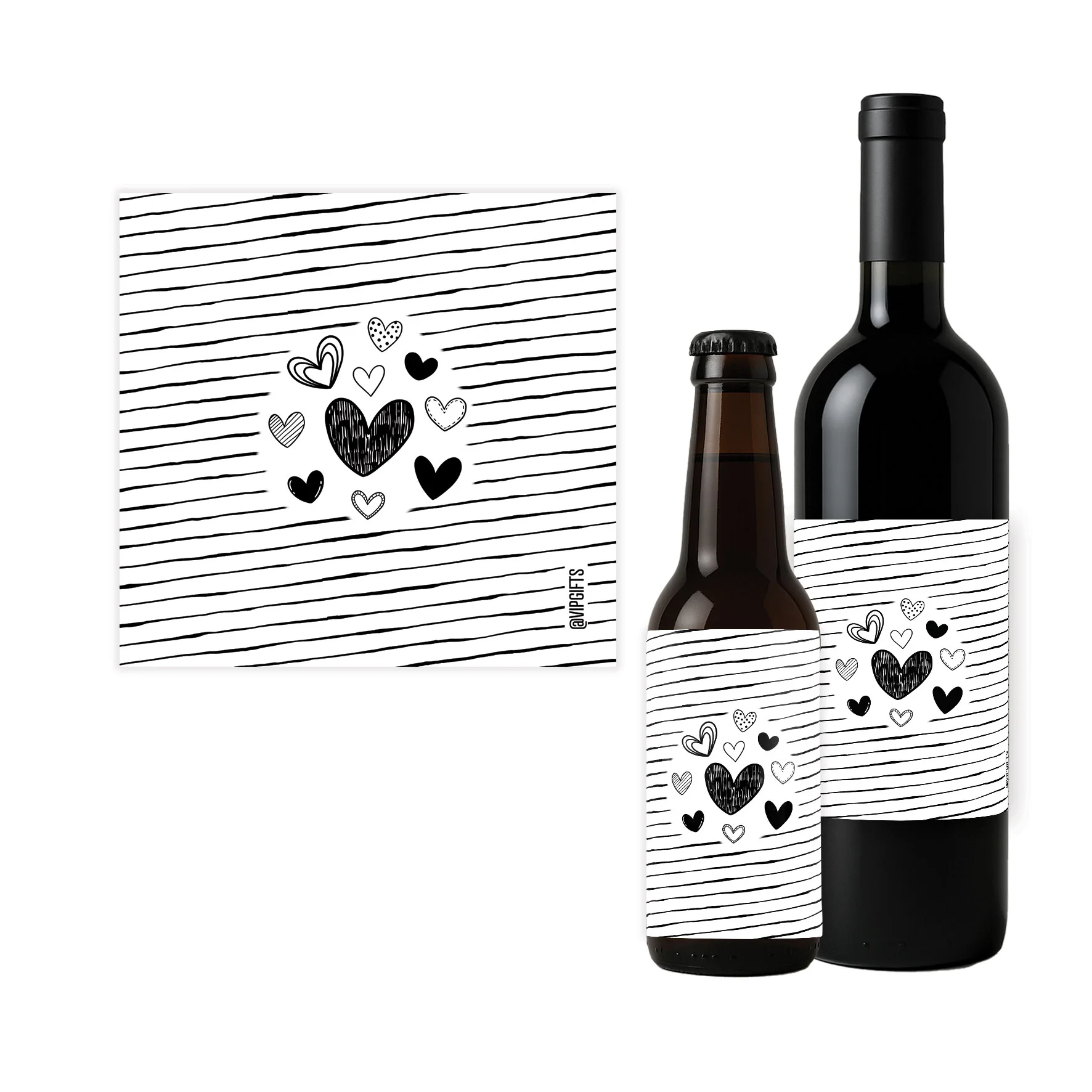 Flesetiket - Afbeelding hart - Hartjes veel - FLE0008