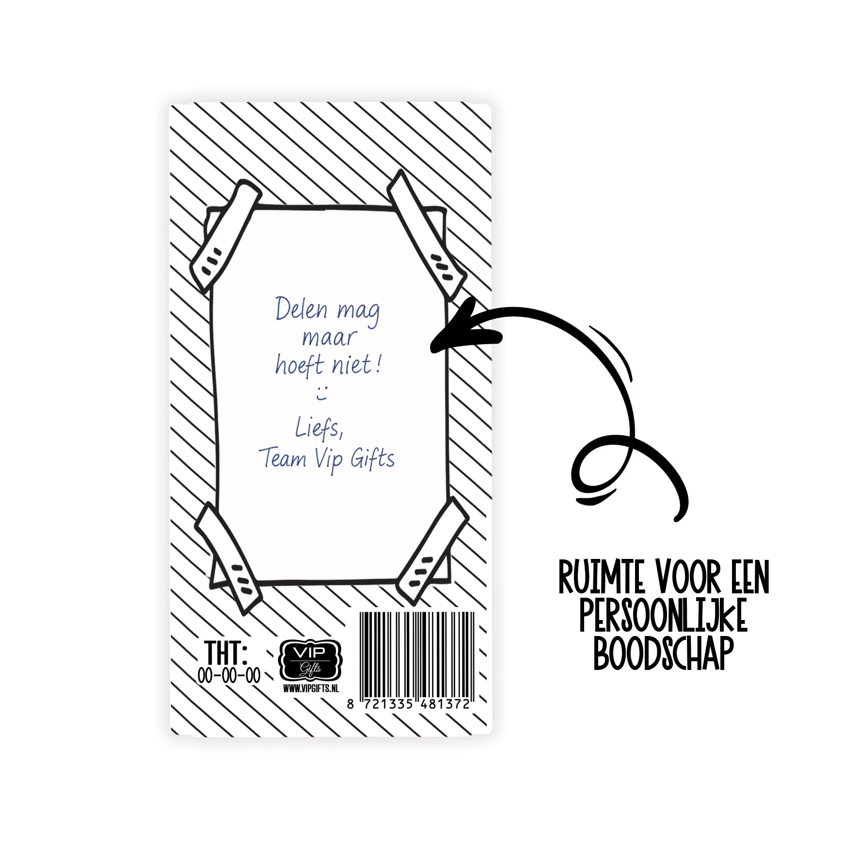 Chocoladegroet - Vriend - Kaart streepjes 6 - CHO0025