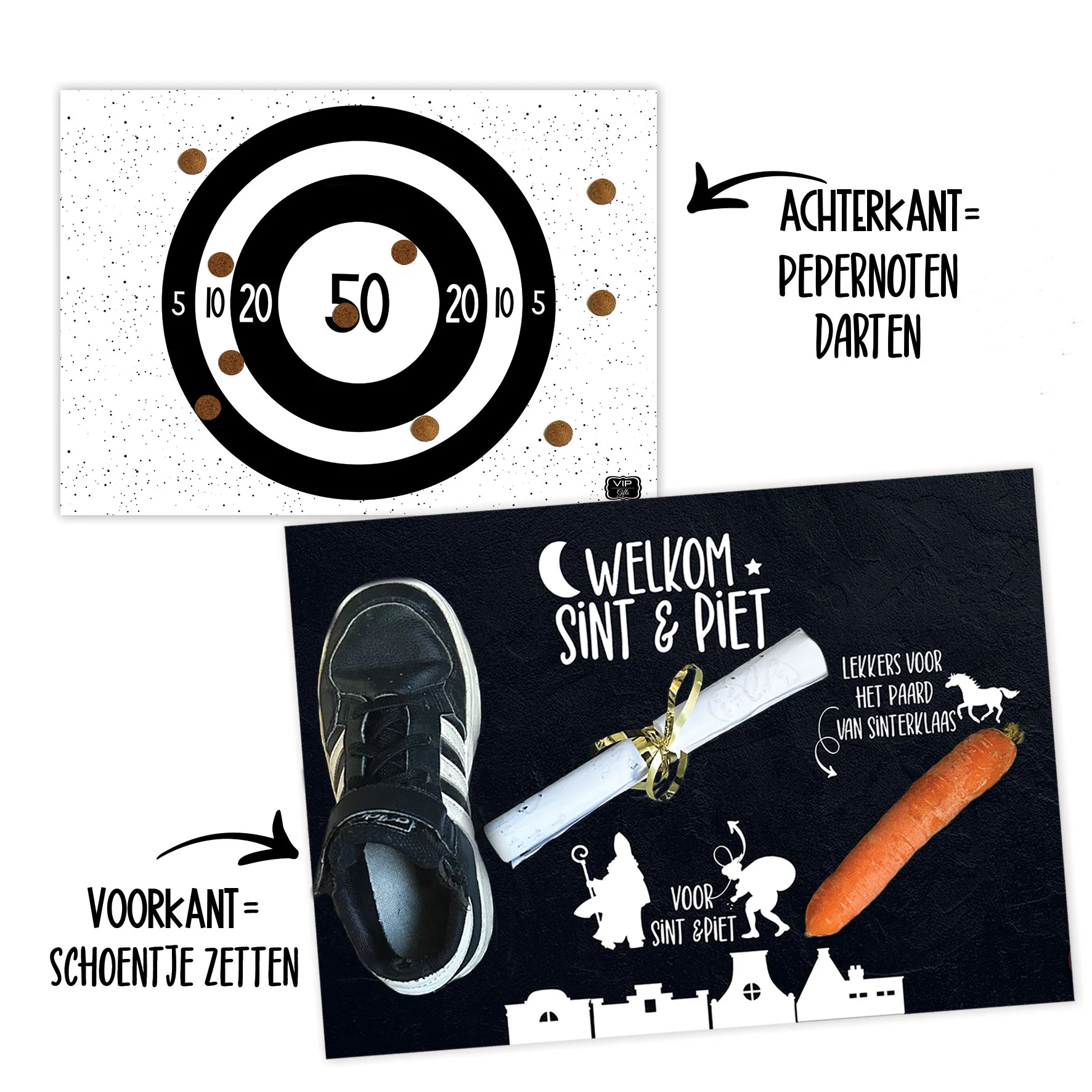 Schoenzetmat en Pepernoten dartspel - Schoenzetmat voorachter - SCHPEP001